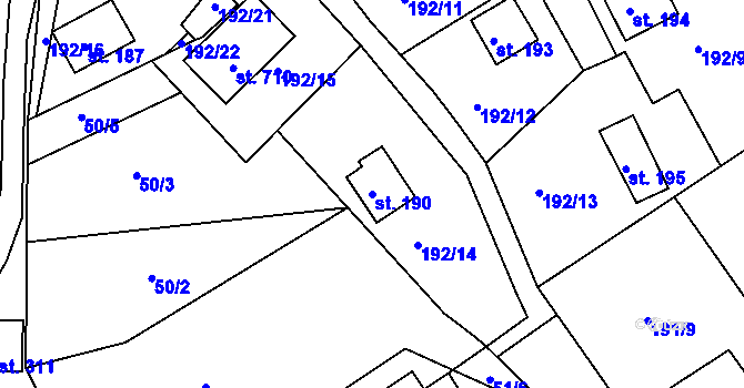Parcela st. 190 v KÚ Svinary, Katastrální mapa