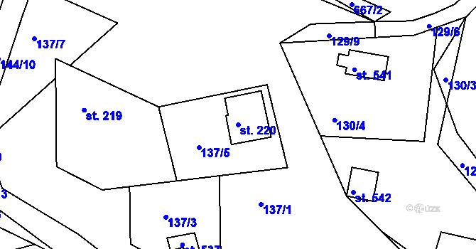 Parcela st. 220 v KÚ Svinary, Katastrální mapa