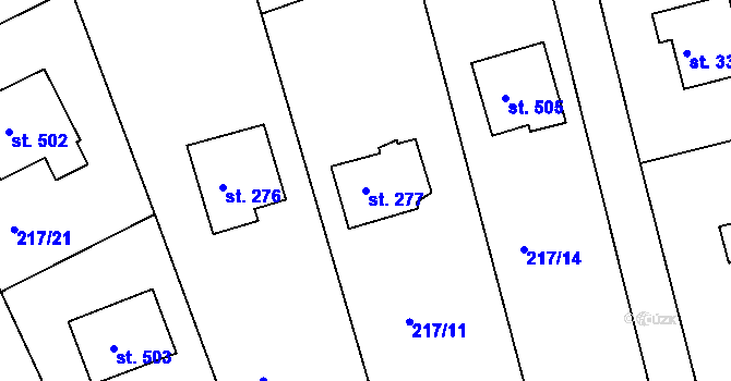Parcela st. 277 v KÚ Svinary, Katastrální mapa