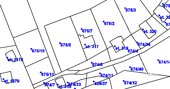 Parcela st. 317 v KÚ Svinary, Katastrální mapa