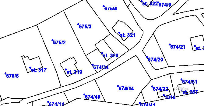 Parcela st. 320 v KÚ Svinary, Katastrální mapa
