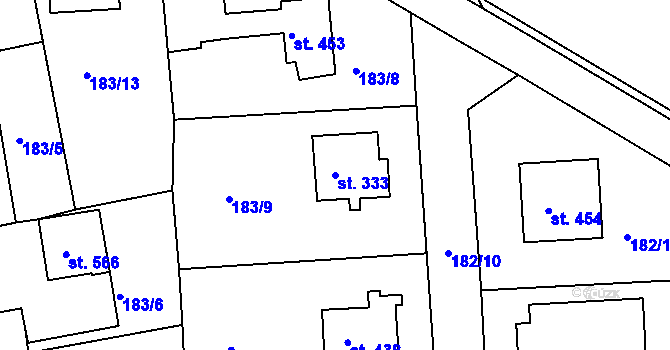Parcela st. 333 v KÚ Svinary, Katastrální mapa