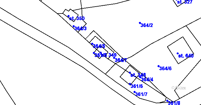 Parcela st. 349 v KÚ Svinary, Katastrální mapa