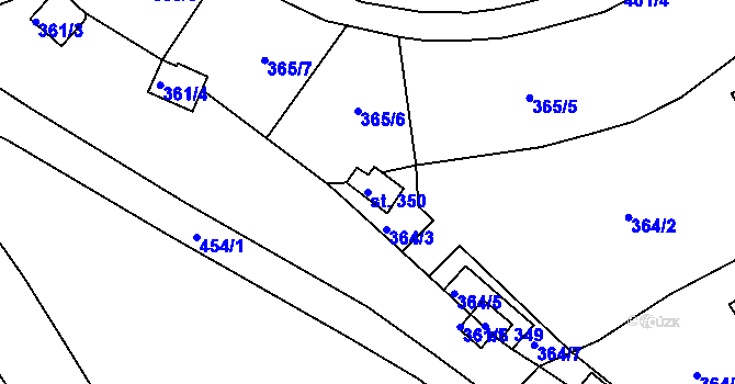 Parcela st. 350 v KÚ Svinary, Katastrální mapa