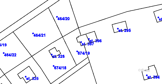 Parcela st. 397 v KÚ Svinary, Katastrální mapa