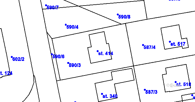 Parcela st. 414 v KÚ Svinary, Katastrální mapa