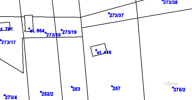 Parcela st. 416 v KÚ Svinary, Katastrální mapa