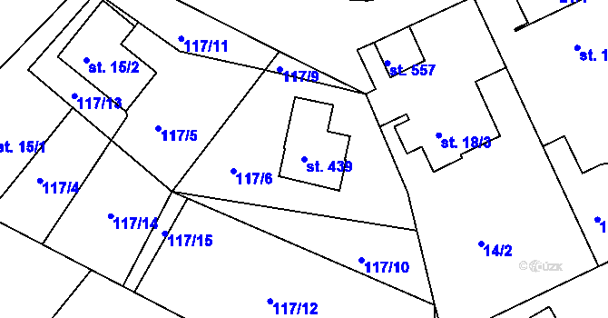 Parcela st. 439 v KÚ Svinary, Katastrální mapa
