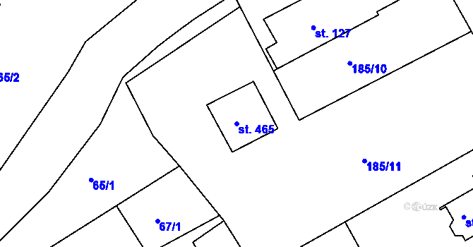 Parcela st. 465 v KÚ Svinary, Katastrální mapa