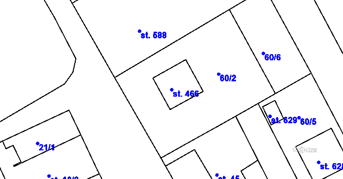 Parcela st. 466 v KÚ Svinary, Katastrální mapa