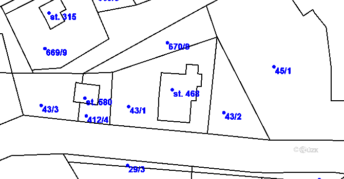Parcela st. 468 v KÚ Svinary, Katastrální mapa
