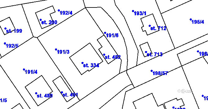 Parcela st. 482 v KÚ Svinary, Katastrální mapa