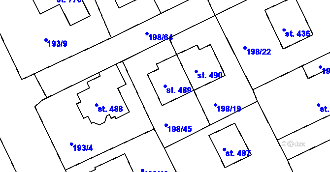 Parcela st. 489 v KÚ Svinary, Katastrální mapa