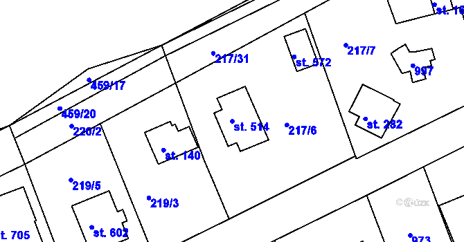 Parcela st. 514 v KÚ Svinary, Katastrální mapa
