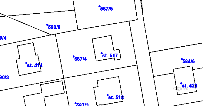 Parcela st. 517 v KÚ Svinary, Katastrální mapa