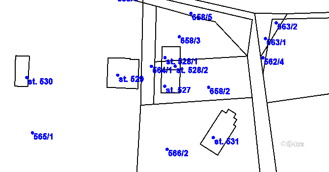 Parcela st. 527 v KÚ Svinary, Katastrální mapa