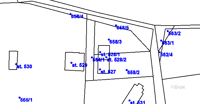 Parcela st. 528/1 v KÚ Svinary, Katastrální mapa
