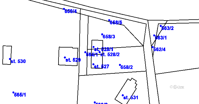 Parcela st. 528/2 v KÚ Svinary, Katastrální mapa