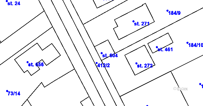 Parcela st. 604 v KÚ Svinary, Katastrální mapa