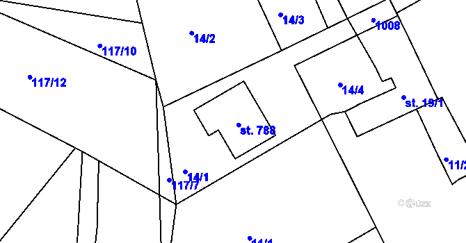 Parcela st. 14/1 v KÚ Svinary, Katastrální mapa