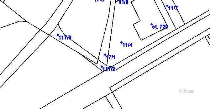 Parcela st. 17/1 v KÚ Svinary, Katastrální mapa