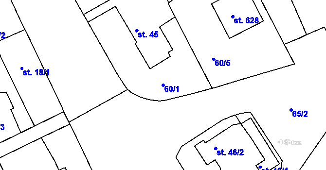 Parcela st. 60/1 v KÚ Svinary, Katastrální mapa
