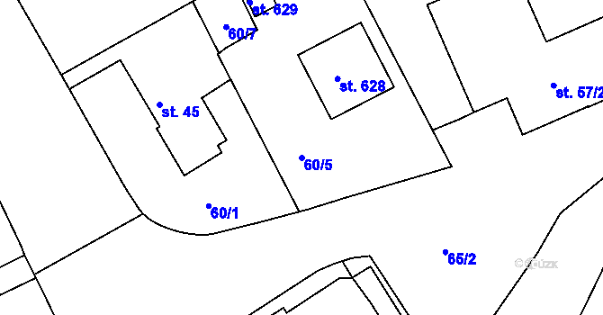 Parcela st. 60/5 v KÚ Svinary, Katastrální mapa