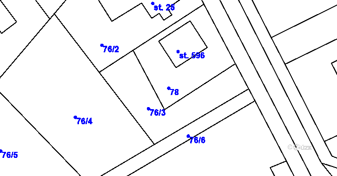 Parcela st. 78 v KÚ Svinary, Katastrální mapa