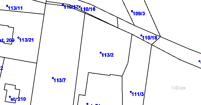 Parcela st. 113/2 v KÚ Svinary, Katastrální mapa