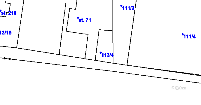 Parcela st. 113/4 v KÚ Svinary, Katastrální mapa