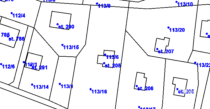 Parcela st. 113/6 v KÚ Svinary, Katastrální mapa