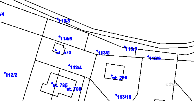 Parcela st. 113/8 v KÚ Svinary, Katastrální mapa