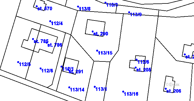 Parcela st. 113/15 v KÚ Svinary, Katastrální mapa