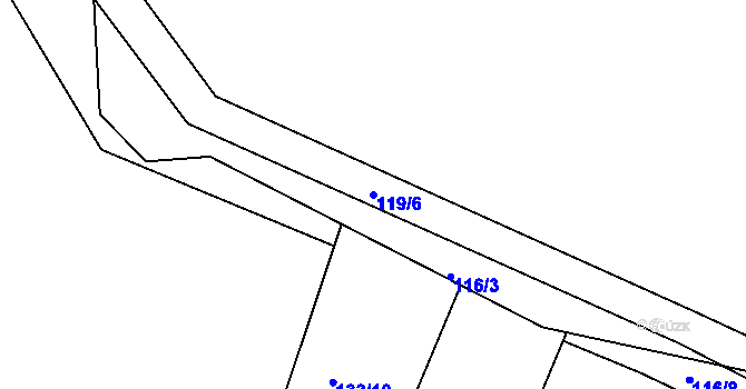 Parcela st. 119/6 v KÚ Svinary, Katastrální mapa