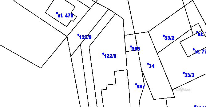 Parcela st. 122/6 v KÚ Svinary, Katastrální mapa
