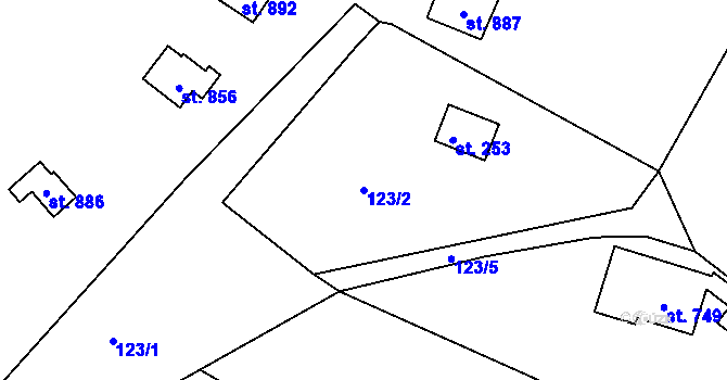 Parcela st. 123/2 v KÚ Svinary, Katastrální mapa
