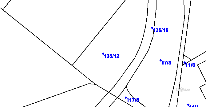 Parcela st. 133/12 v KÚ Svinary, Katastrální mapa