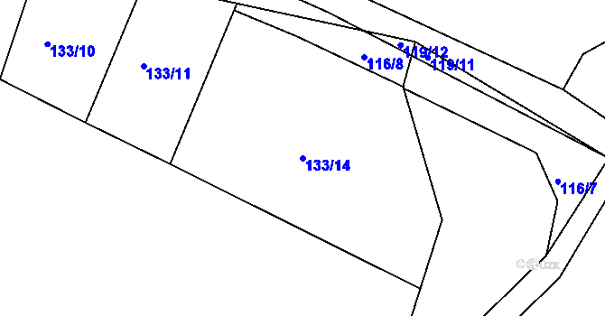 Parcela st. 133/14 v KÚ Svinary, Katastrální mapa