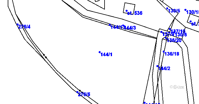 Parcela st. 144/1 v KÚ Svinary, Katastrální mapa