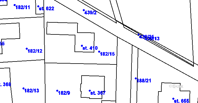 Parcela st. 182/15 v KÚ Svinary, Katastrální mapa