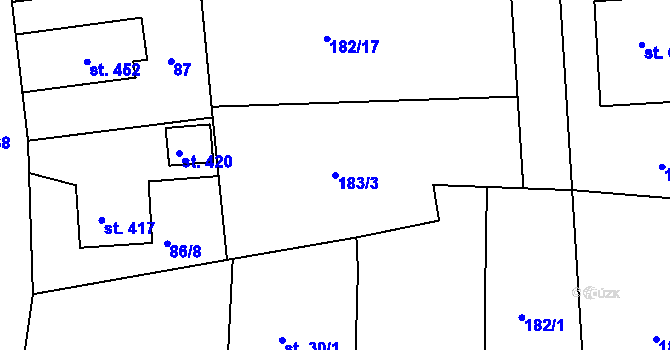 Parcela st. 183/3 v KÚ Svinary, Katastrální mapa
