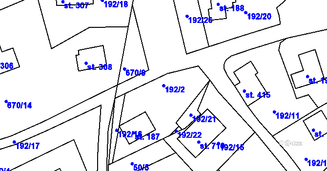 Parcela st. 192/2 v KÚ Svinary, Katastrální mapa