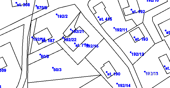 Parcela st. 192/15 v KÚ Svinary, Katastrální mapa