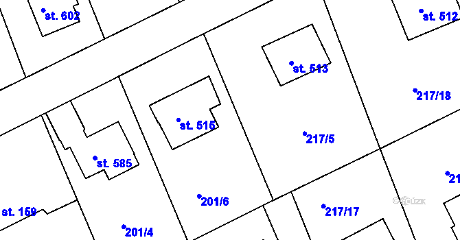 Parcela st. 201/8 v KÚ Svinary, Katastrální mapa