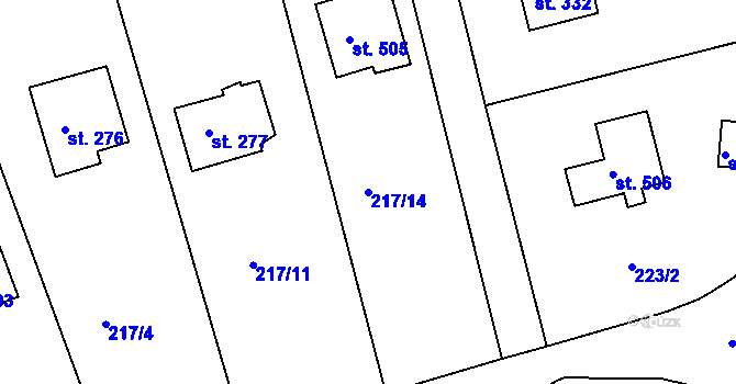 Parcela st. 217/14 v KÚ Svinary, Katastrální mapa