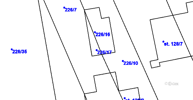 Parcela st. 226/17 v KÚ Svinary, Katastrální mapa