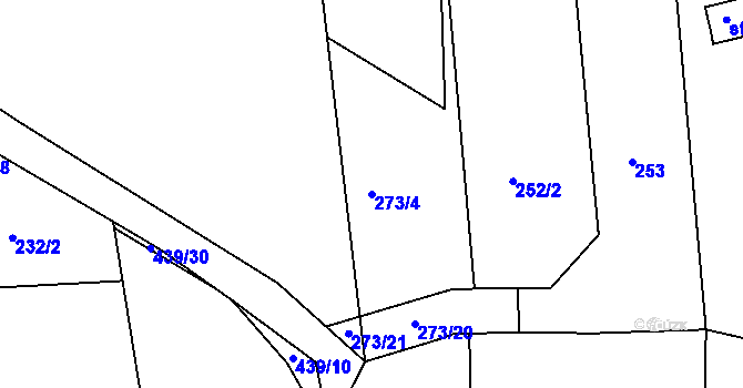 Parcela st. 273/4 v KÚ Svinary, Katastrální mapa
