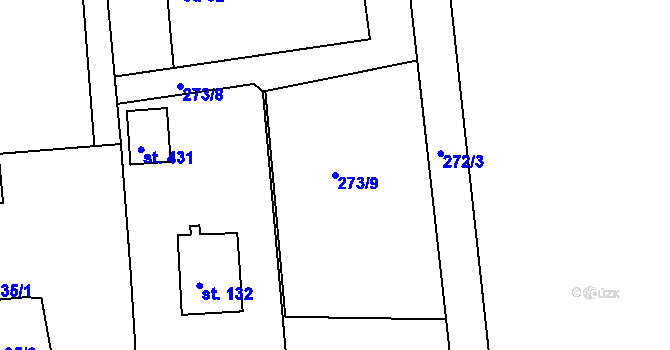 Parcela st. 273/9 v KÚ Svinary, Katastrální mapa