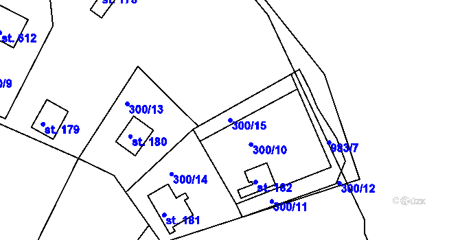 Parcela st. 300/15 v KÚ Svinary, Katastrální mapa