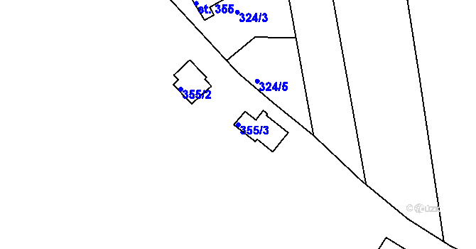 Parcela st. 355/3 v KÚ Svinary, Katastrální mapa